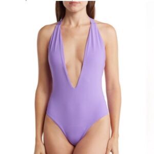 NEW MAAJI DUNES NUDE TIKY REVERSIBLE ONE-PIECE SWIMSUIT IN PURPLE Size L
